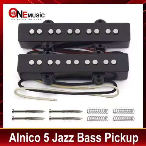 5 String Alnico 5 Jazz Bass Pickups Neck-9.6K & Bridge-11.1K Pickup fit 5 Strings Jazz Bass Guitar P