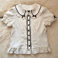 Lolita Inner lolita Lantern Sleeve Long Sleeve Doll Collar Cute Japanese Shirt Bow Shirt 4.29 yy