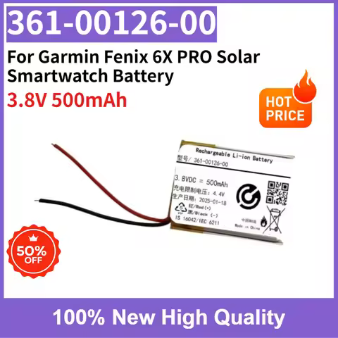 High Quality 361-00126-00 3.8V 500mAh Rechargeable Li-ion Battery for Garmin Fenix 6X PRO Solar Smar