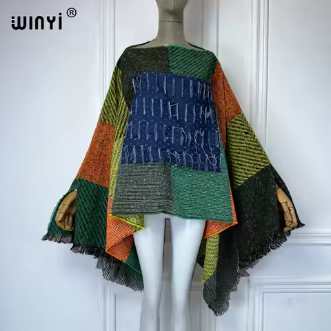 WINYI originate winter Warm dress catwalk models poncho Holiday dress Elegant top party ponchos for 