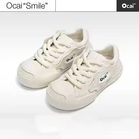 Ocai Smile White Tide Shoes Men's and Women's Small Summer Thick Soles Increasing Smiling Face Canva