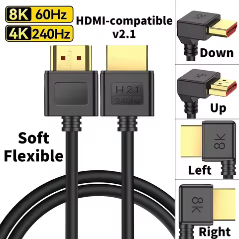 90 Degree Up/Down/Left/Right Angle HDMI-compatible 2.1 Cable 8K60Hz 4K144Hz 2K240Hz 48Gbps High Spee