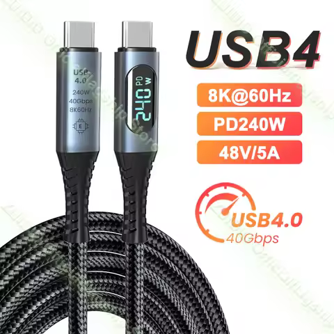 USB4.0 40Gbps Type C to C Cable PD3.1 240W Blazing-Fast Charging Cable 8K@60Hz for PS5 Nintendo Swit