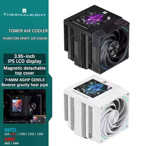 Thermalright Phantom Spirit 120 VISION Dual-Tower Dual-Fan CPU Cooler with 3.95-inch IPS LCD Display