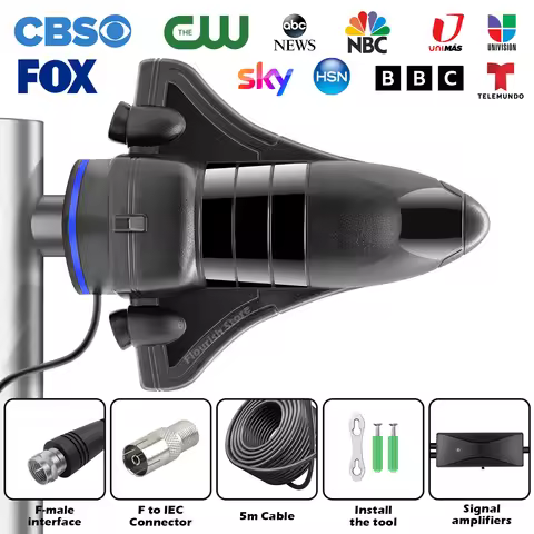 3200+ Miles Range TV Antenna,Digital TV Antenna Indoor Outdoor with Amplifier Signal Booster,Portabl