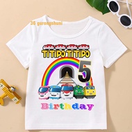 เสื้อยืดเด็กผู้ชาย Titipo The Little Train เสื้อยืดของขวัญสำหรับเด็กเสื้อฤดูร้อนแขนสั้นทารกสำหรับเด็