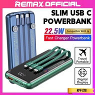 REMAX OFFICIAL 22.5W PD + QC Super Fast Charge 10000mAh Strong Suction Power Bank REMAX RPP-218 With 3-In-1 Built In Cable Portable Powerbank