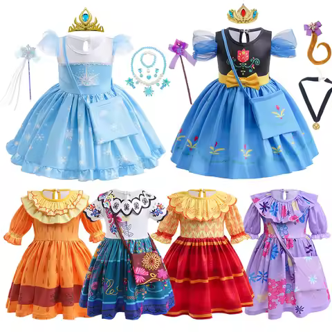 Encanto Cosplay Isabella Charm Dress Baby Girls Mirabel Costume Party Dolores Disguise Clothes Lusia