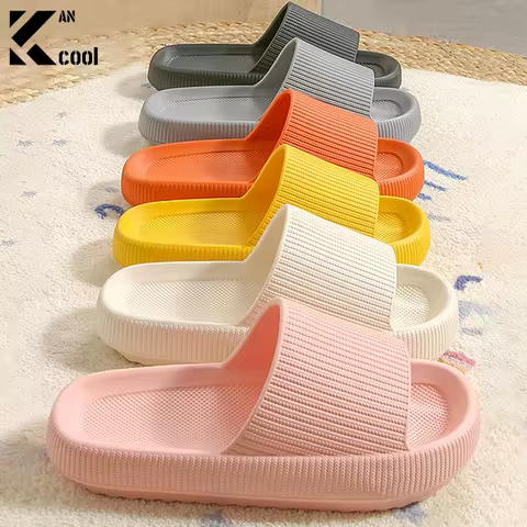 Cloud Sliders Women Men Non-Slip Bathroom Slippers Summer Soft Flip Flop Pillow Sliders Platform Poo