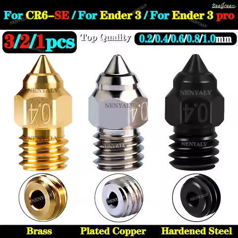MK8 Nozzle CR-6 SE Hard Steel Brass Copper Plated Nozzles For Creality CR6 SE CR5 PRO /Ender 3 S1 pr