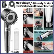 [SG Ready Stock] Shower Head new design High Pressure Handheld Shower Head SPA Nozzle With Filter Visible filter element