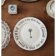 FRANCE PLATE Korean Style Aesthetic Plate/ Vintage Plate Korean Glass Plate French Writing/ French L