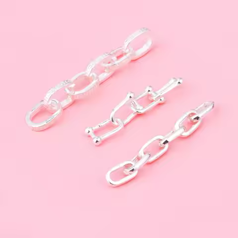 S925 Sterling silver extended Chain Accessory Chain Rectangular cross chain Extended chain DIY brace