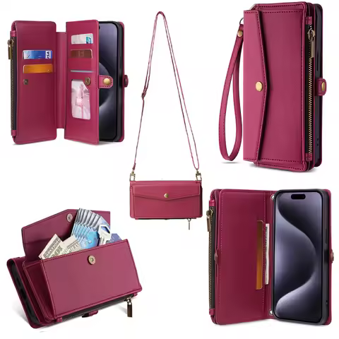 Plain PU Leather Phone Case for VIVO T3 V50 V40 V30 SE X100s X200 lite Pro 5G Flip Cover Fashion Zip