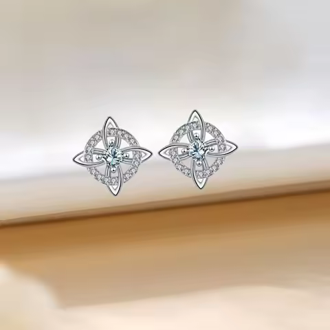 925 Sterling Silver Nudo De Bruja Original Stud Earrings for Women Witches Knot Earrings with Zircon