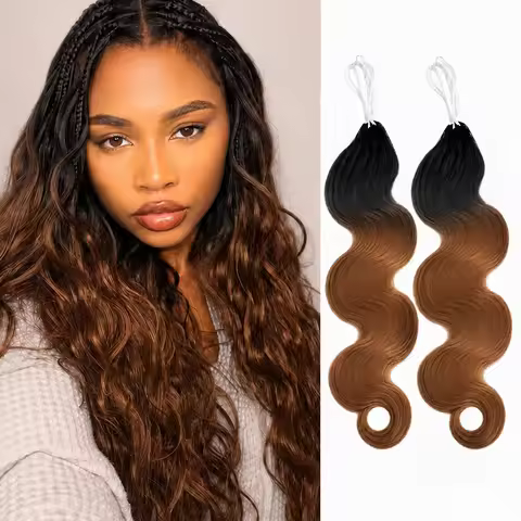 1B/30 Ombre Body Wave Feather Crochet Human Hair Extensions Pre Separated Knotless Invisible Crochet