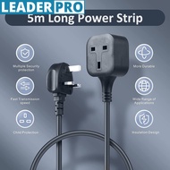 1/3/5M 1 Way Gang Extension Lead 13 AMP Single Socket Extension Cord Home Office 3 Pin Plug Power St