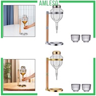 [Amleso] Sake Set Multipurpose Easy Installation Clear Sake Pot Dispenser with Sake Cups for Hotel H