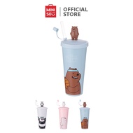 MINISO We Bare Bears- Water Bottle with Straw (Panda/White Bear/Grizz assorted/Type A)