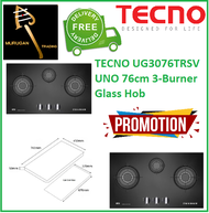 TECNO UG3076TRSV UNO 76cm 3-Burner Glass Hob / FREE EXPRESS DELIVERY