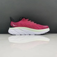 Hot sale HOKA ONE ONE Clifton 8 Shock Absorption Sneakers Running Shoes Rose Red Black