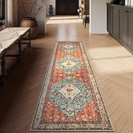 Lahome Boho Tribal Runner Rug - 2x7 Hallway Kitchen Runner Rug Washable Bathroom Laundry Mat Faux Wo