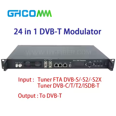 24 in 1 Tuner FTA DVB-S/S2/S2X DVB-C/T/T2/ISDB-T to DVB-T Modulator