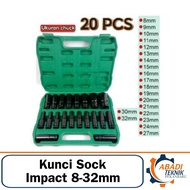 MATA Socket Wrench Set 20Pcs 1/ 2" 8-32mm Extension 8 - 32 mm 1/ 2 Inch
