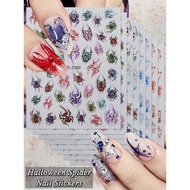 2/4/8 Sheets Halloween Nail Stickers, 5D Spider Web Nail Art Decals with Sparkling Effect, Self Adhe