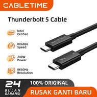 CABLETIME Thunderbolt Cable 5 8K60Hz 4K540Hz USB C Cable 240W PD 80 Gbps Intel Certified