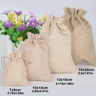 5pcs Linen Bags With Drawstring Mouth Gift Bags Wedding ChristmasUse Sachet To Store Multi-Size Reus
