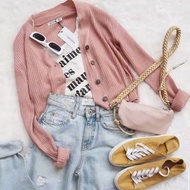 Outer Cardi Knit Button Shell Look Like