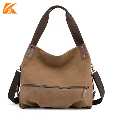 KVKY Vintage Canvas Women HnadBag Single Shoulder Bags Solid Ladies Messenger Bag Sac Travel Bags Fe
