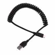 USB 3.0 Type A Male to USB Type C 3.1 Male Charge and Sync Spring Coiled Spiral Cable for Samsung Ga
