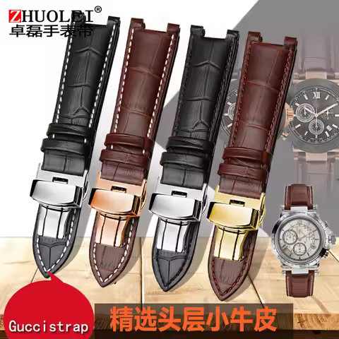 Concave Leather Watch Strap for Gu-cci GC Guess Pasha Men's Women's Watchband ya133309 Watch Chain B