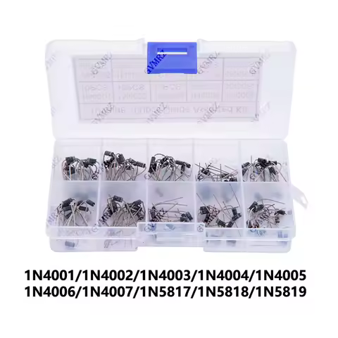 100Pcs 10 Values Rectifier Diode Assorted Kit 1N4001 1N4002 1N4003 1N5817 1N5818 1N5819 with Box 1N4