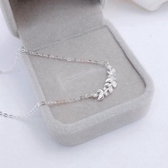 Women's silver necklace, laurel branch pendant necklace with gentle and lovely stones - Ngoc Anh Sil