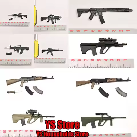 1/12 Soldier Static Plastic Weapon Model AKm AK47 AUG-A1 A2 MOD3 QBZ95 M4A1 MK18 M4 HK416 M870T 6" M