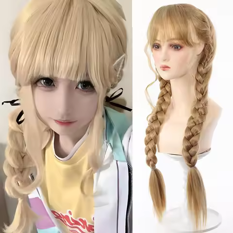 Synthetic Hair Fujita Kotone Cosplay Wigs Gakuen Idolmaster Fujita Kotone Blonde Braided Long Wig He