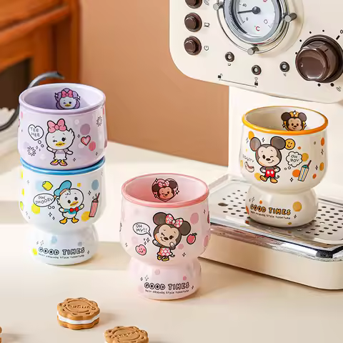 In Stock Ceramic Water Cup 320ml Cartoon Stitch Donald Duck Mickey Daisy Home Water Cup Mug Girl Sta