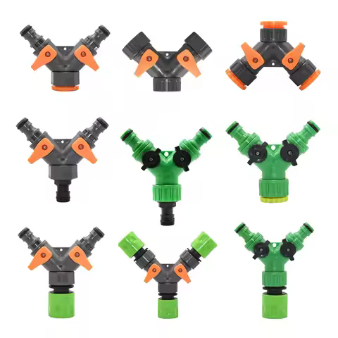 1/2 3/4 Thread 2-way Tap Hose Water Splitter Garden Tap Y Splitter Watering Fittings Adjustable Swit