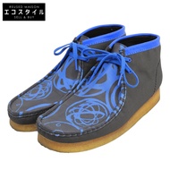 Clarks Cordura Nylon Wallabee Shoes, Men's, Black/Blue, UK Size 9 G (UK) [Used]