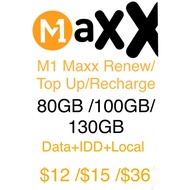 M1 Maxx Renew/Top Up/Recharge 80GB/100GB/130GB