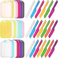 Dandat 60 Pcs Kids Cutting Board and Knife Set Including 30 Pcs Toddler Knife Serrated Edges Kids Kn