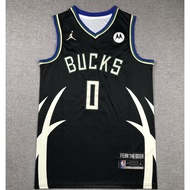 [CMCNC.MY] Hot pressing 2024 new mens Milwaukee Bucks 0 Damian Lillard embroidery basketball jerseys