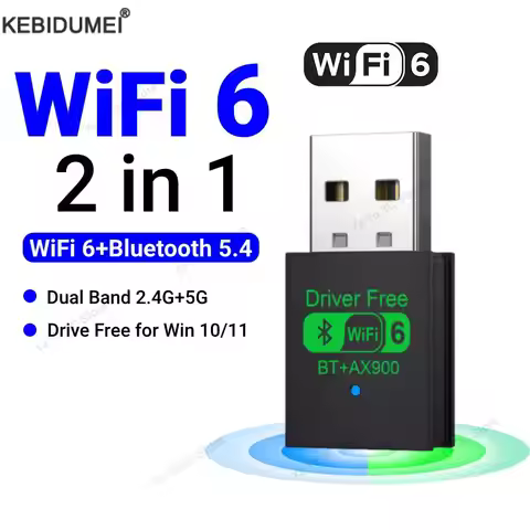 900Mbps USB WiFi Bluetooth 5.4 Adapter 2in1 Dongle Dual Band 2.4G 5GHz USB WiFi 6 Network Wireless W