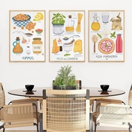 Egg Food Kitchen Hummus Pasta Alphabet Tomato Pizza Poster Print Canvas Painting Wall Art Pictures R