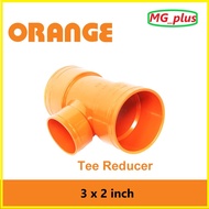 【Small Tools】▨☌ PVC Sanitary Orange Pipe Fittings Tee Reducer 3x2 4x2 4x3 For Plumbing Connetion Dra