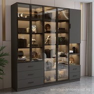 Household Display Cabinet with Glass Door Bookcase Cosmetic Bag Helmet Display Cabinet Figure Model 