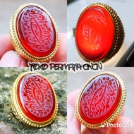 Cincin Batu Akik Natural Yaman Merah Kaligrafi Arab Dari Negara Yemen / Yahman Habasyi / Ahmar Set T